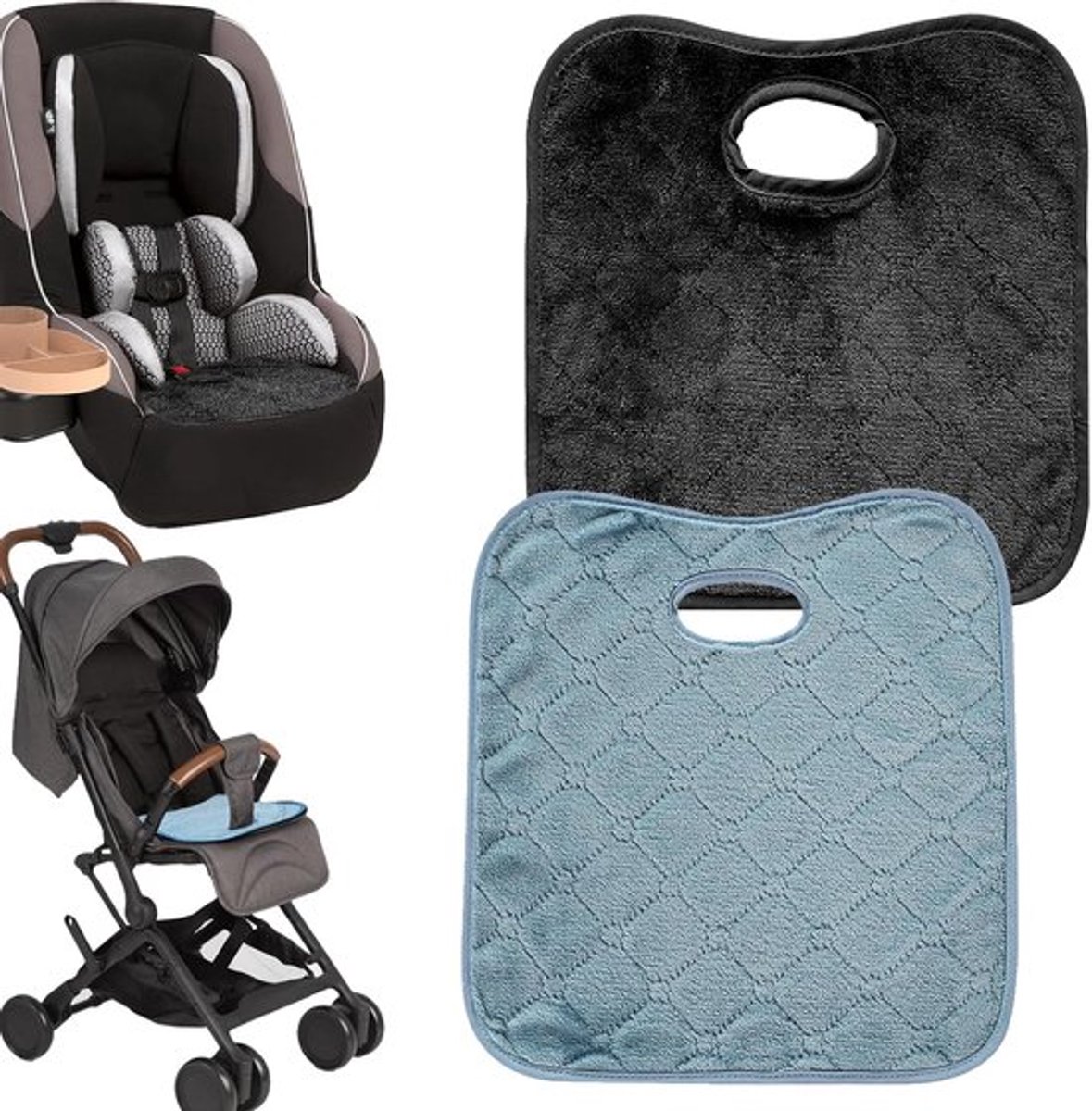 SnelShoppen - Set van 2 Auto Zitting Protectors, Universel, Waterdicht, Geschikt voor Kinder- en Peuterautostoelen, Eenvoudig te Reinigen, Zwart