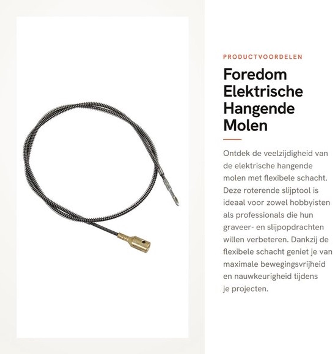 Foredom Elektrische Hangende Molen - Flexibele Schacht - Ideale Vervanging - Roterende Slijptool - Geschikt voor Graveermachines - 1 stuk