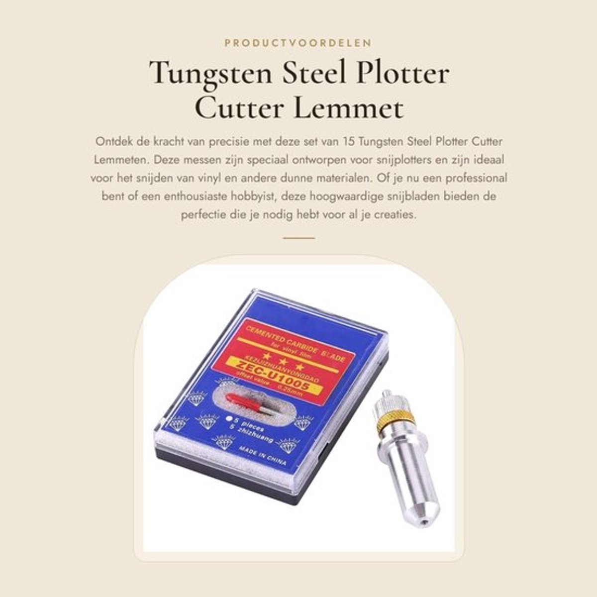 Plotter Cutter 15 Stuks - Tungsten Staal Lemmet - Snijplotter Messen - Snijmeshouder - 30/45/60 Graden - Hoge Duurzaamheid - Snijmes