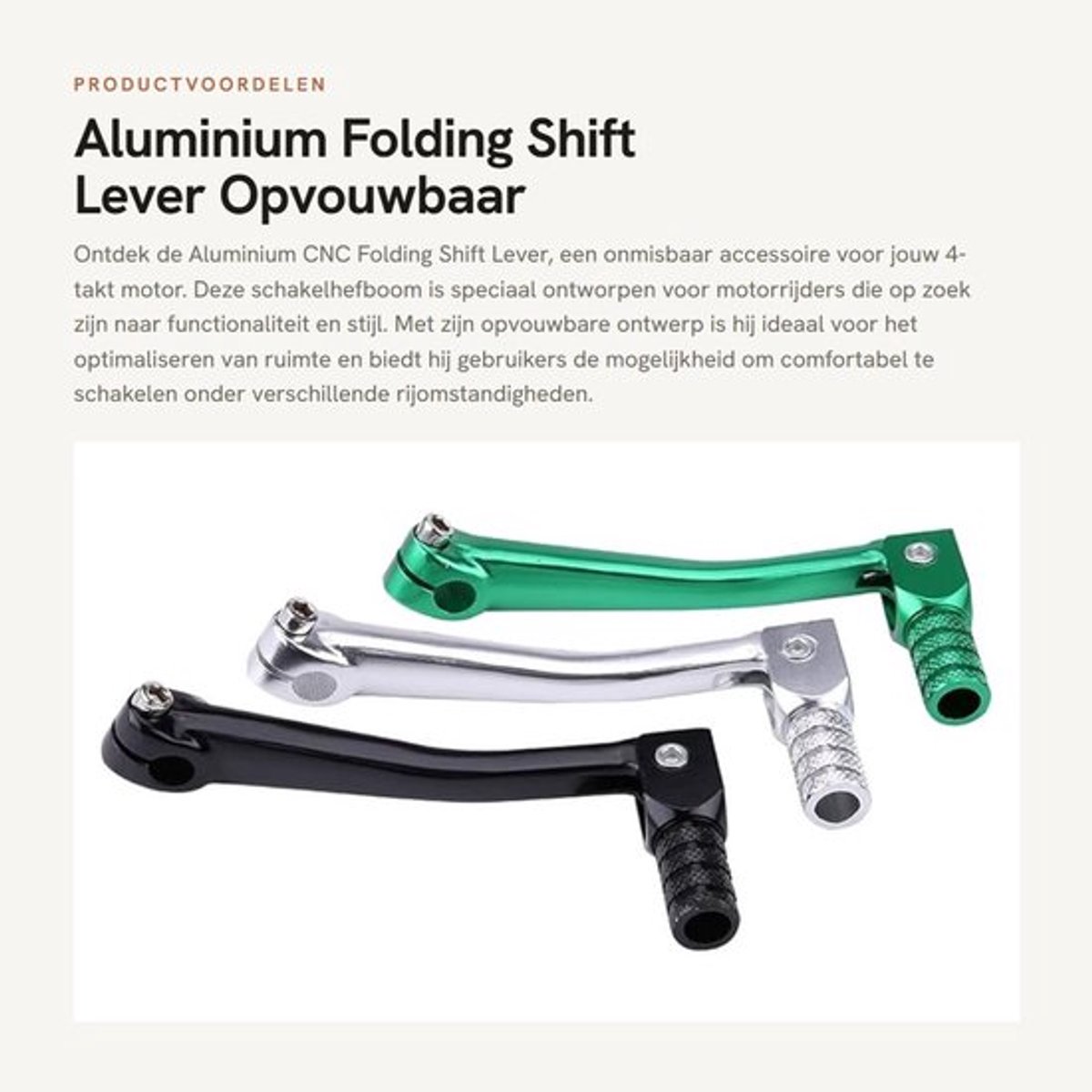 Versnellingspook Hoes Aluminium CNC - Pookknop - Verstelbaar - Vouwbaar - 4 Takt - Zwart