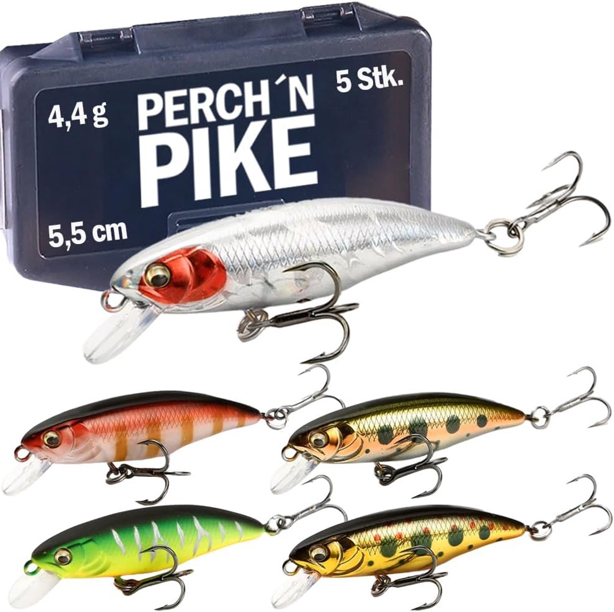 SnelShoppen - Wobbler Trout and Perch Set 5.5 cm - Sinking Minnow Bait voor Zoetwater - Ultra Light 4.5 g - Diverse Kleuren voor Spider Fishing - Perf