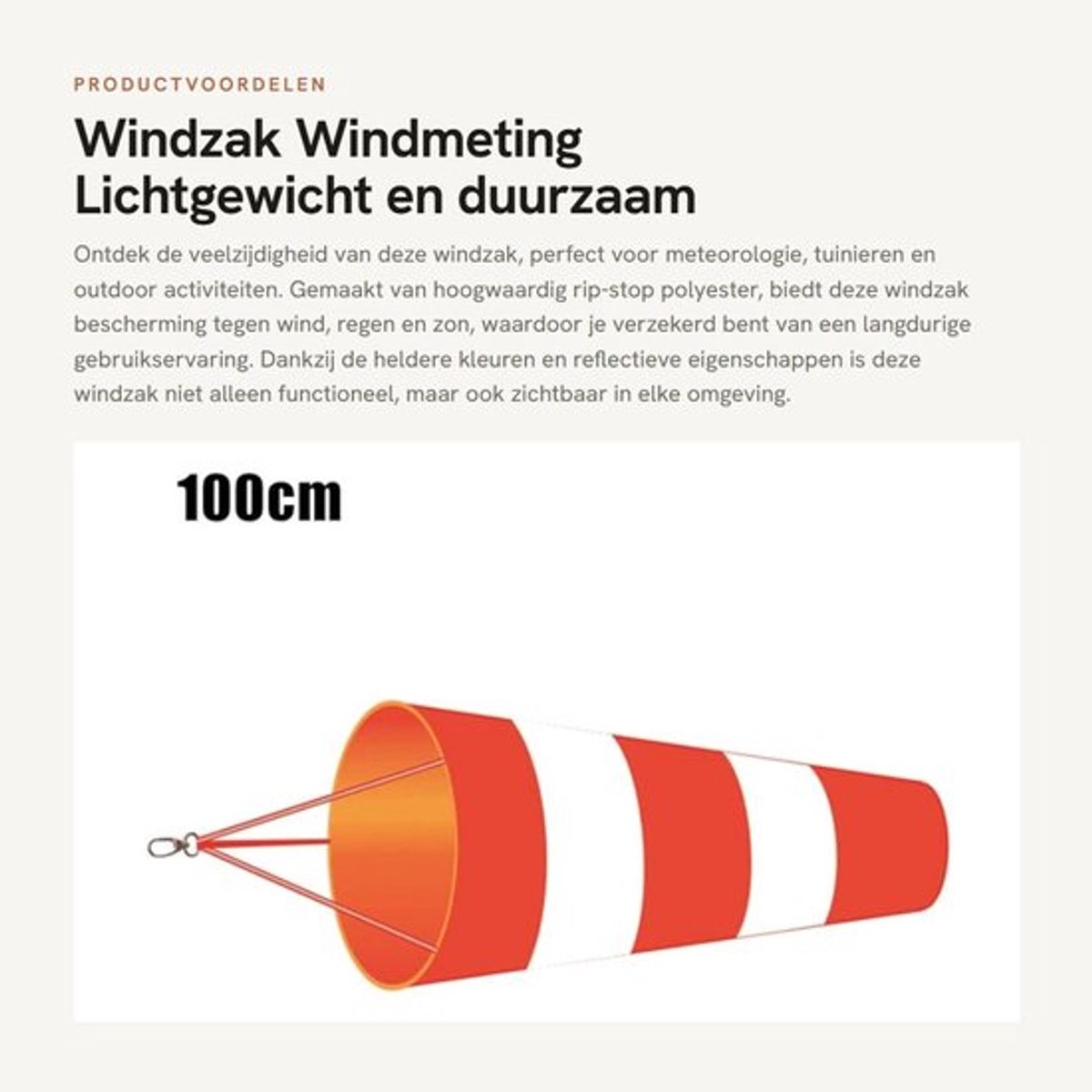 Windzak - Windmeting - Lichtgewicht en duurzaam - Rood/wit - Tuin en buiten - Weerbestendig - 60/80/100cm