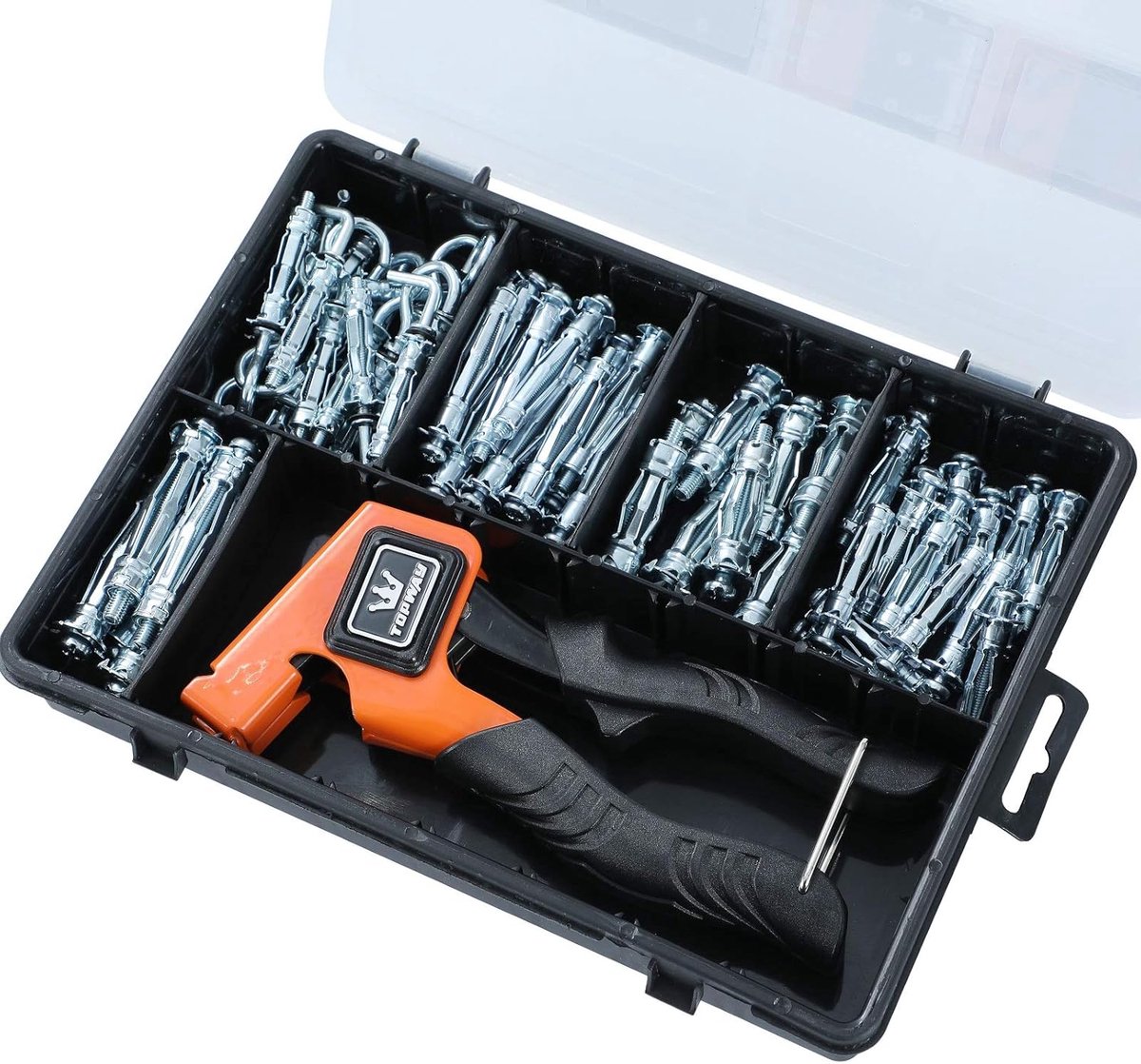 TOPWAY Verzinkt Metaal Gipsplaat Holte Holle Muur Bevestigingen & Schroeven Ankers Tang Assortiment Toolkit Set 63 - ShopVlot