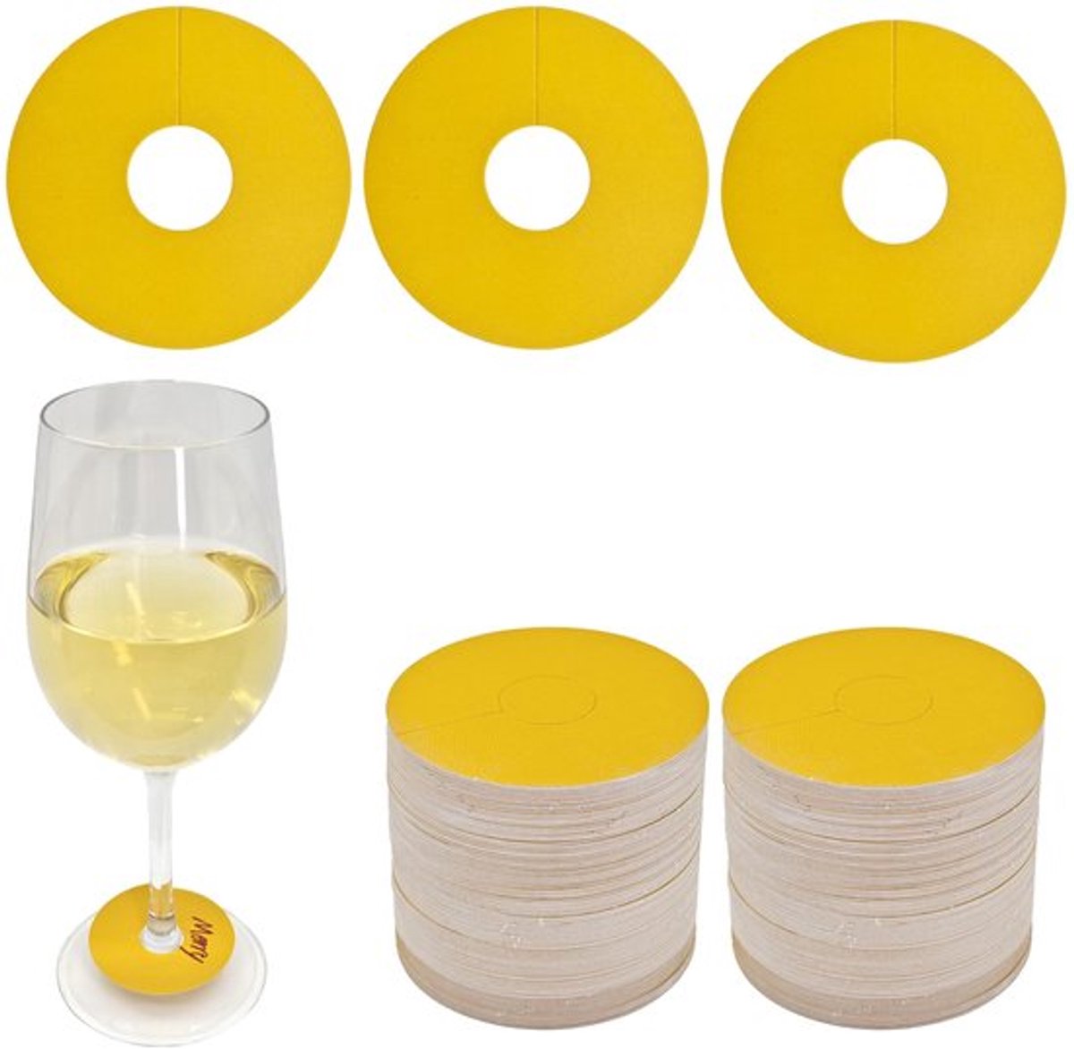 Wijnglasetiketten 100 Stuks - Kraftpapier - Gepersonaliseerd - Voor Wijn- en Cocktailglazen - Voor Feestjes en Evenementen - Unieke Sfeer - Etiketten
