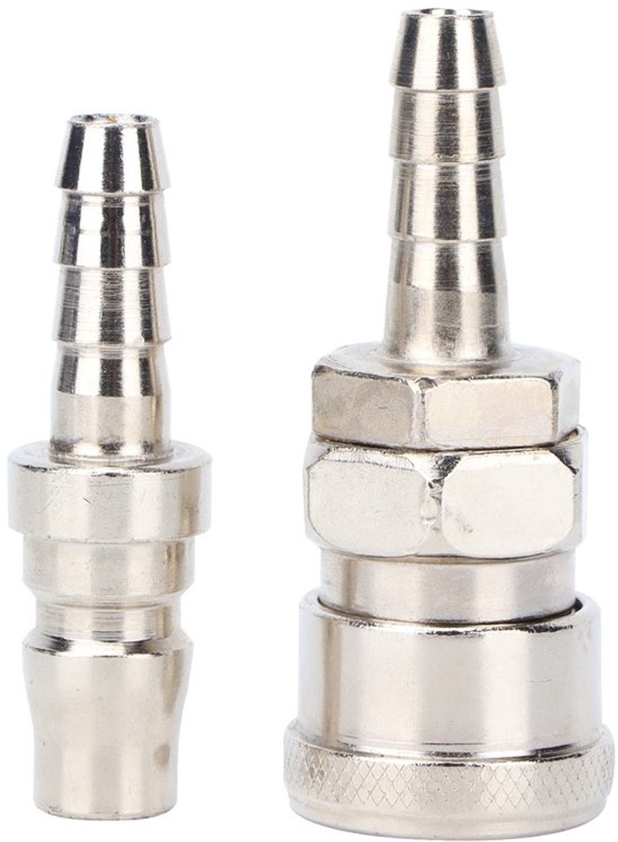 Luchtkoppeling G1/4 - Pneumatische Connector - Snelsluiting - Staal - 2 Stuks - Schokbestendig