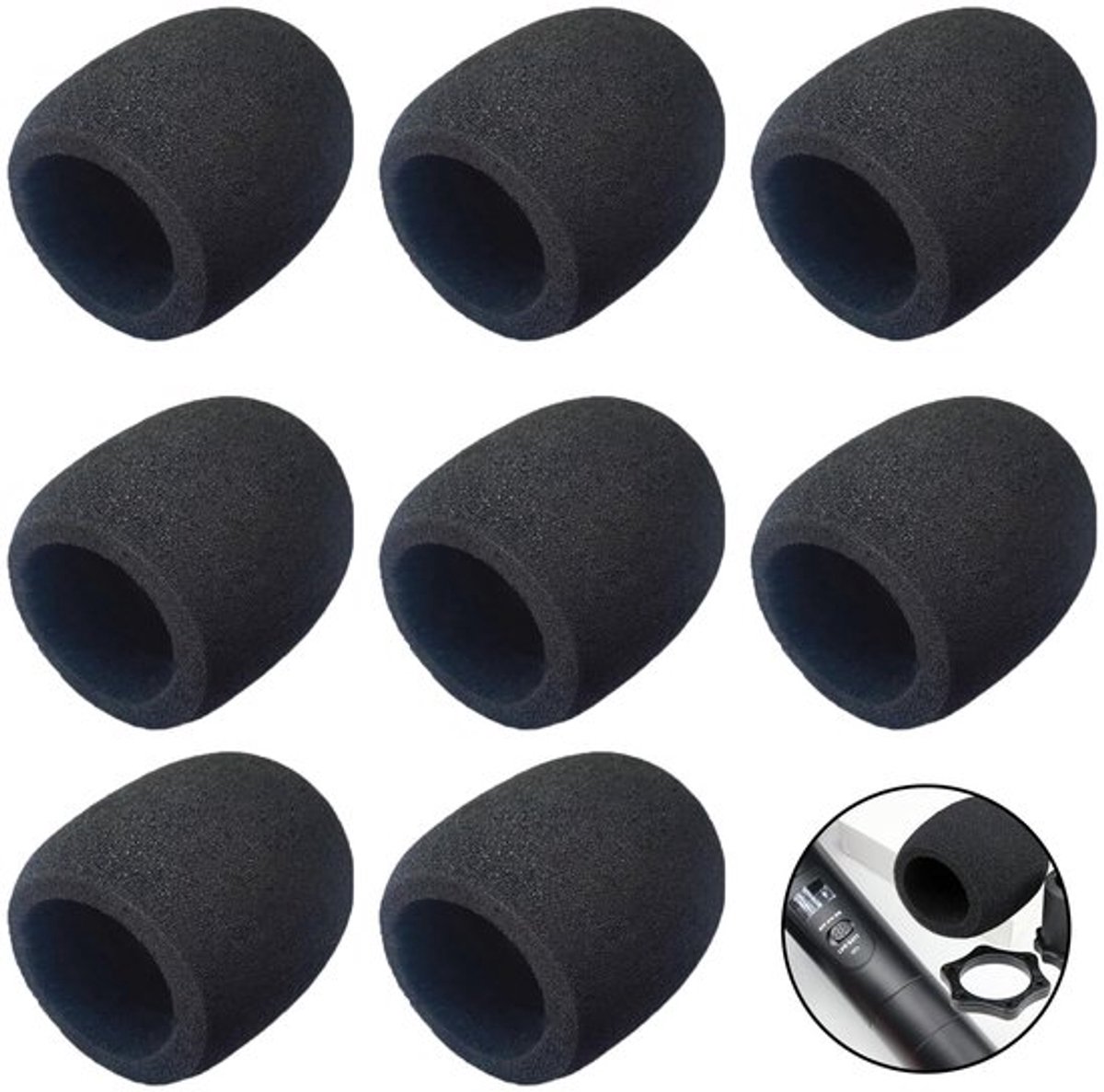 Windscherm Microfoon - 8 Stuks - Schuimrubberen Afdekking - Herbruikbaar - Wasbaar - Geluidsfilter - Microfoonhoes