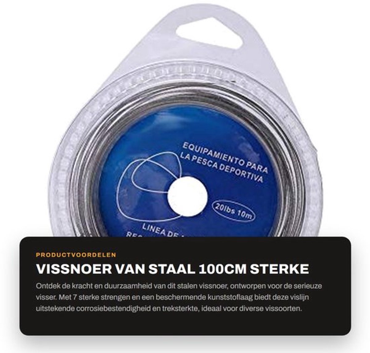 Vissnoer 100 cm - Roestvrij Staal - 7 Strengen - Duurzaam - Zeewaterbestendig - Hoogwaardig Materiaal - Hengeldraad