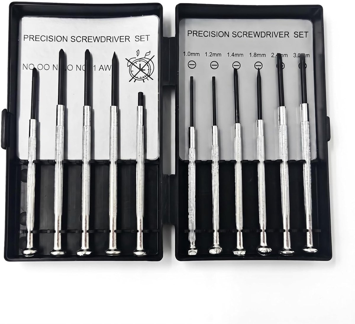 11-delige mini-schroevendraaierset voor precisiewerk, brilschroevendraaierset met magnetische punt, ideaal voor brillen en horloges, reparatieset voor fijnmechanica