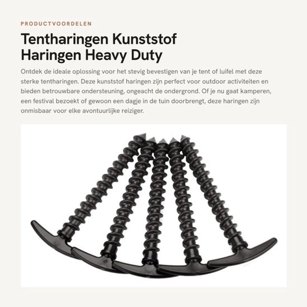 Tentharingen Kunststof - 5 Stuks - Bodemspijkers - Heavy Duty - 14,5 x 6,7 cm - Veiligheidswaarschuwing