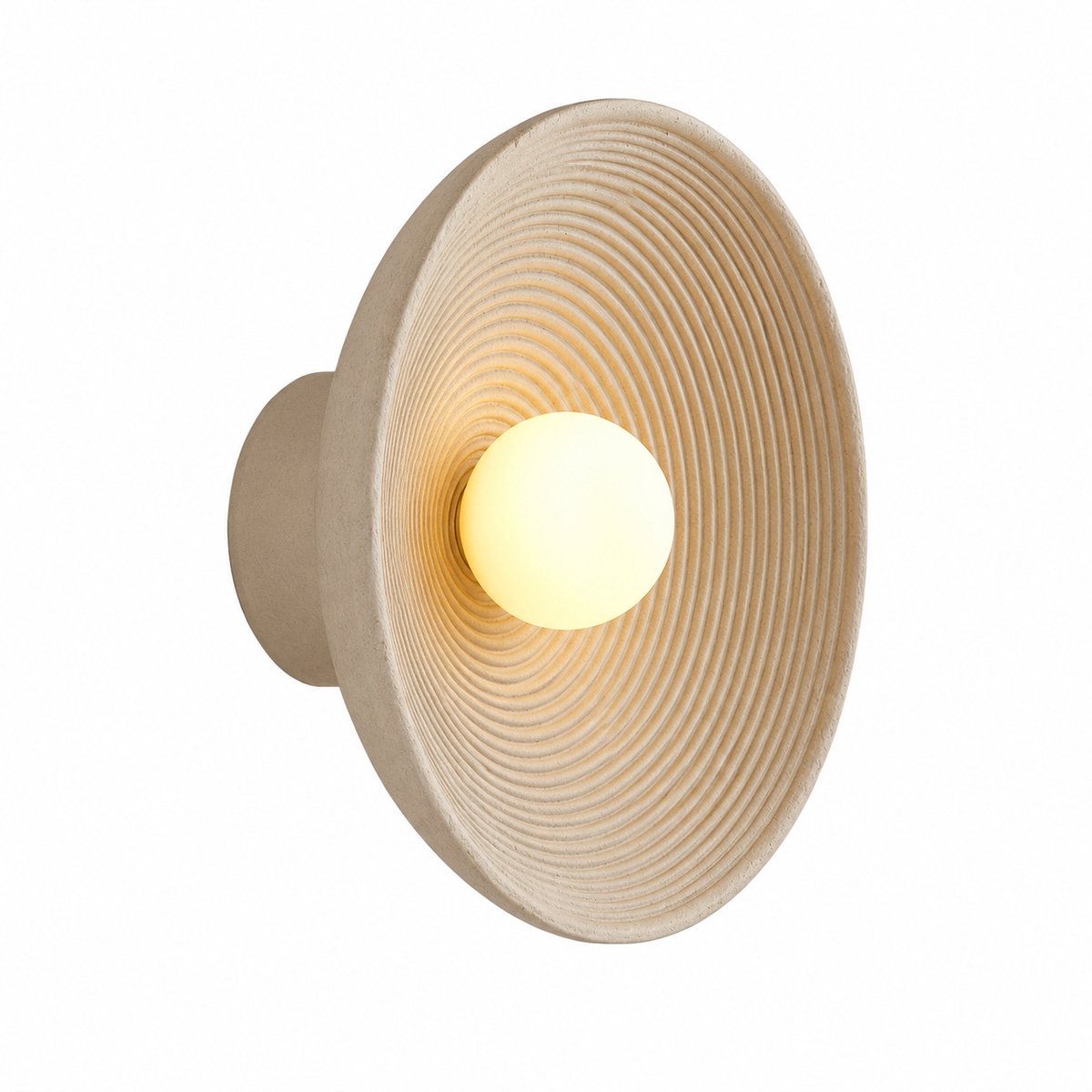 ITRONIQ Wandlamp Binnen LED - Japandi Stijl Wandlamp Rond - Moderne Wandverlichting Voor Woonkamer, Slaapkamer en Hal - Beige