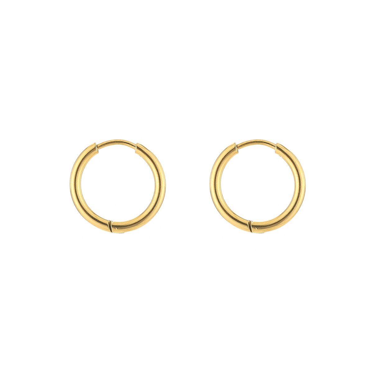 Stainless Steel Minimalist Classic Huggie Hoops – Luxe Basis Oorringen 1,5 cm – RVS - Goud