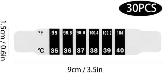 30 Stuks Voorhoofdstrips voor Baby's en Kinderen, Herbruikbare Thermometer Stickers, Nauwkeurige Temperatuurmeting en Kleurverandering — afbeelding 3
