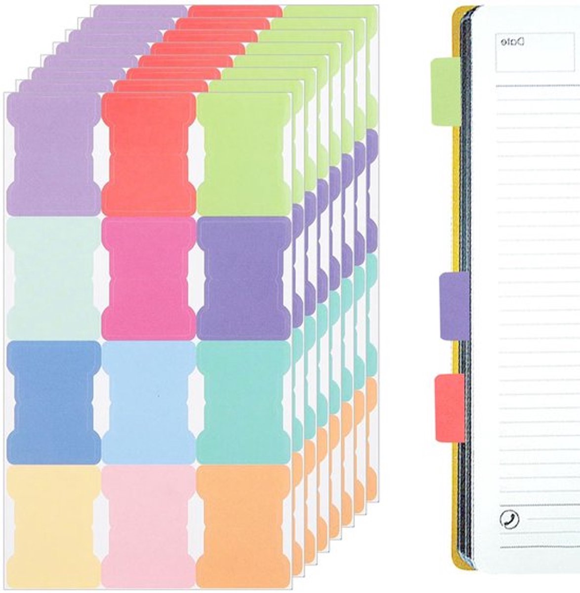 Indextabs 8 Stuks - Zelfklevend - Veelkleurig - Notities - Planner - Notitieboeken - Afmetingen 15,3 x 8,5 cm - Plaknotities