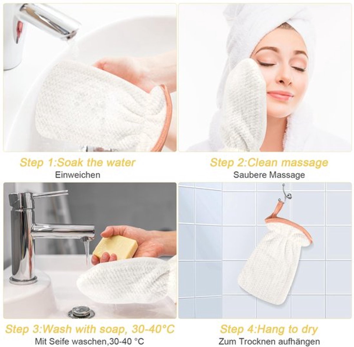 Set van 4 Koraalfluweel Microvezel Washandjes - Herbruikbaar en Machinewasbaar