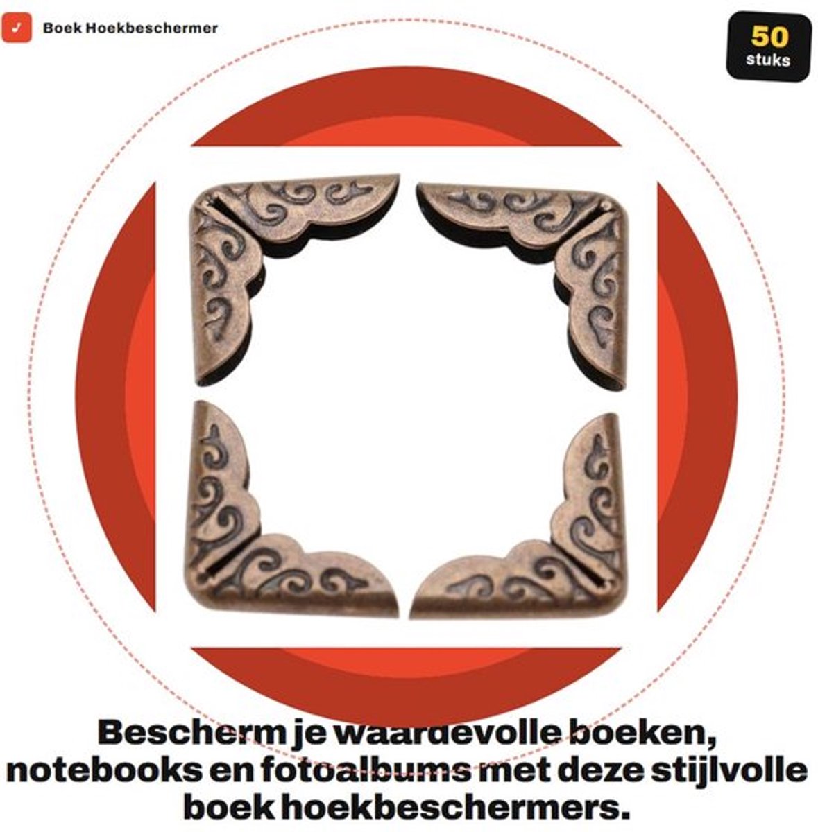 Hoekbeschermer 50 Stuks - Antieke Brons - Lichtgewicht IJzer - Geschikt voor Notebooks/Boeken - Eenvoudig te Installeren - Hoogwaardige Kwaliteit - Boekbeschermer