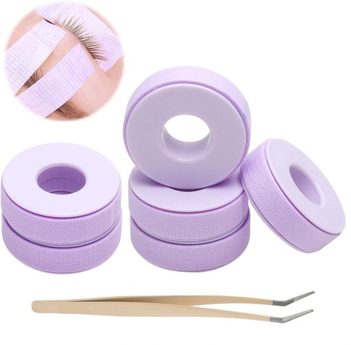 Wimpertape 6 Rollen - Micropore Tape - Wimperverlenging - Antislip Oogleden - Vliesstof - 1,25 cm x 9 m - Wimperband