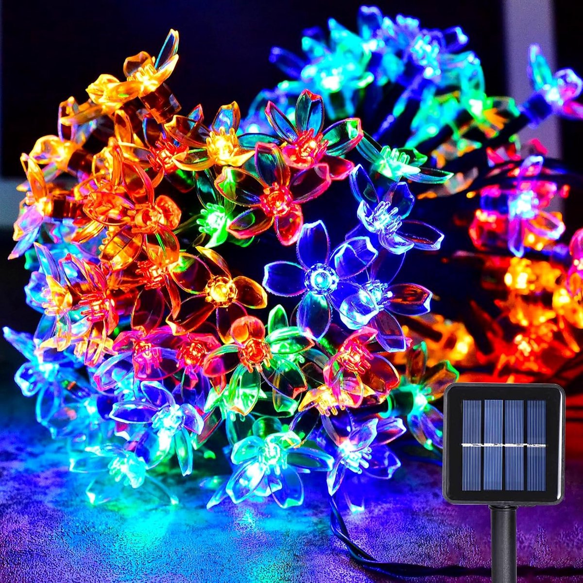 Lichtsnoer op zonne-energie 12 m - 100 leds - 8 knippermodi - sfeervolle tuinverlichting - ShopVlot