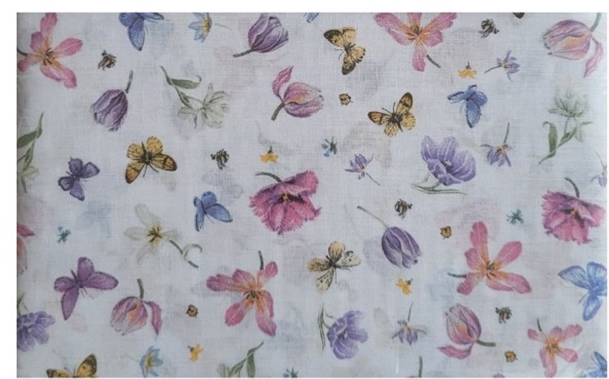 Janneke Brinkman Theedoeken (2) 60x60cm 100% Katoen Vlinders en Bloemen Lila