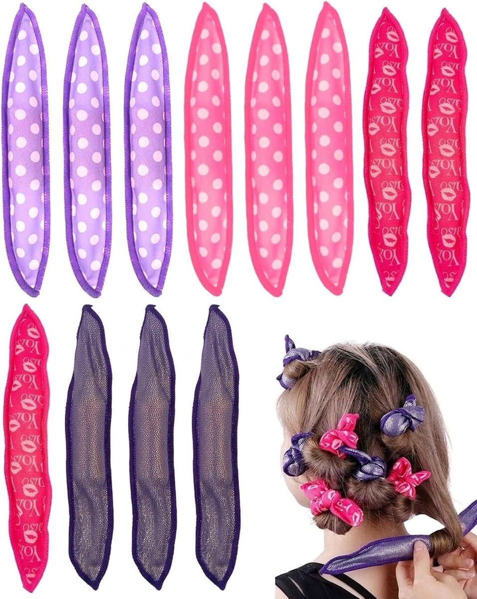 Hittevrije schuimrubberen krulspelden voor lang en gemiddeld haar, ideaal voor natuurlijke krullen, comfortabel om te slapen en te stylen, set voor kinderen en volwassenen