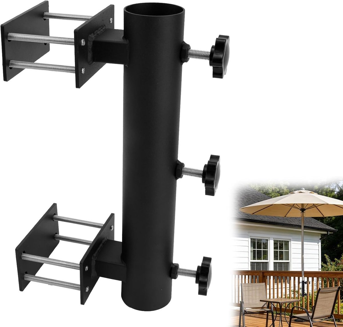 Parasolhouder Klem - Paraplu Bevestiging - Terras Genieten - Boorvrije Montage - 30 x 10 x 10 cm - Roestvrij