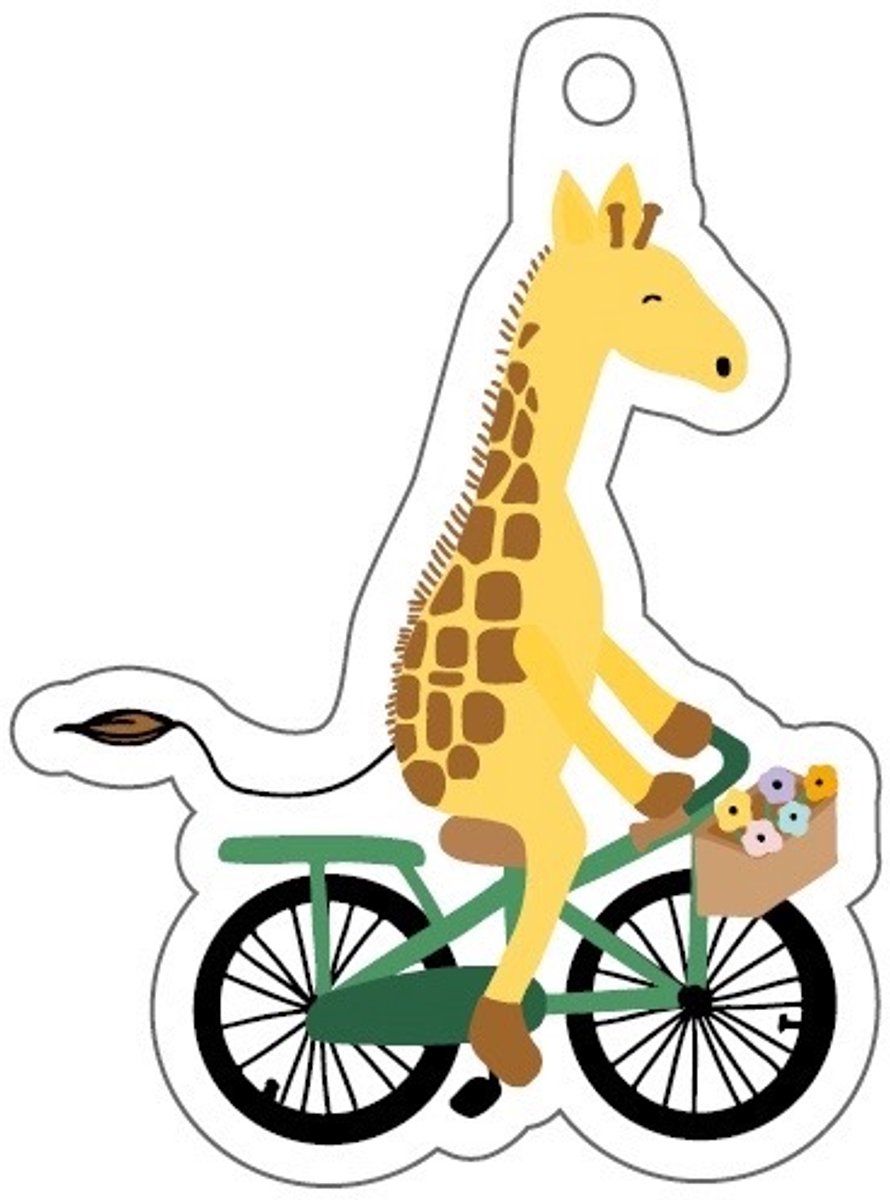 KADO LABEL GIRAFFE OP FIETS - 5 stuks - CADEAU LABEL GIRAFFE FIETS