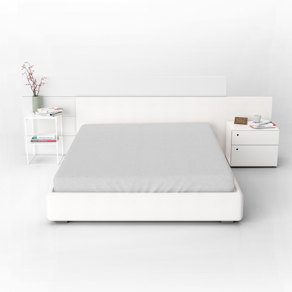 KONEY - Hoeslaken jersey 160 x 200 cm - Lichtgrijs - 160 g/m² - matras tot 20 cm