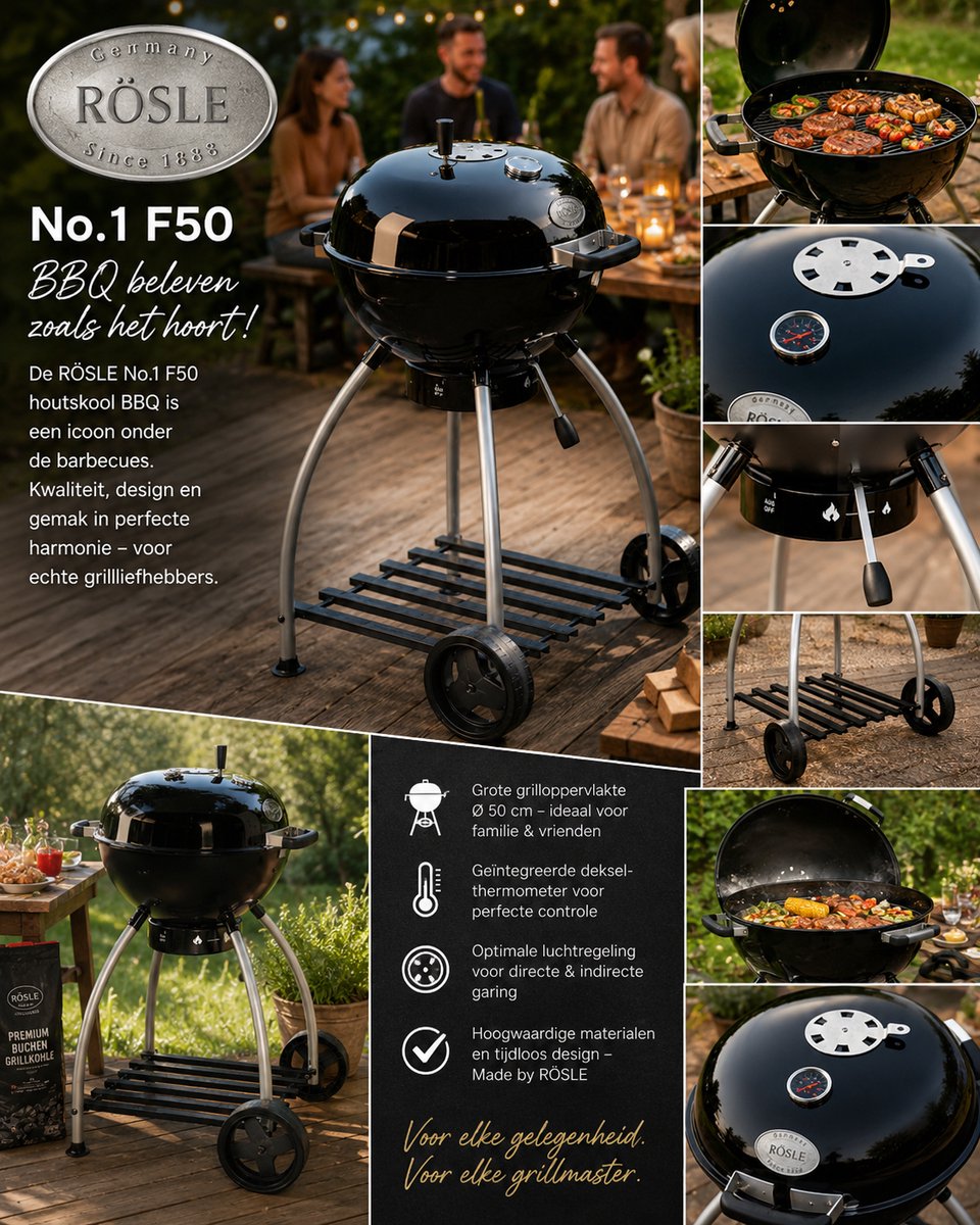 Rösle Houtskoolbarbecue No.1 - Sport - F50 - Zwart
