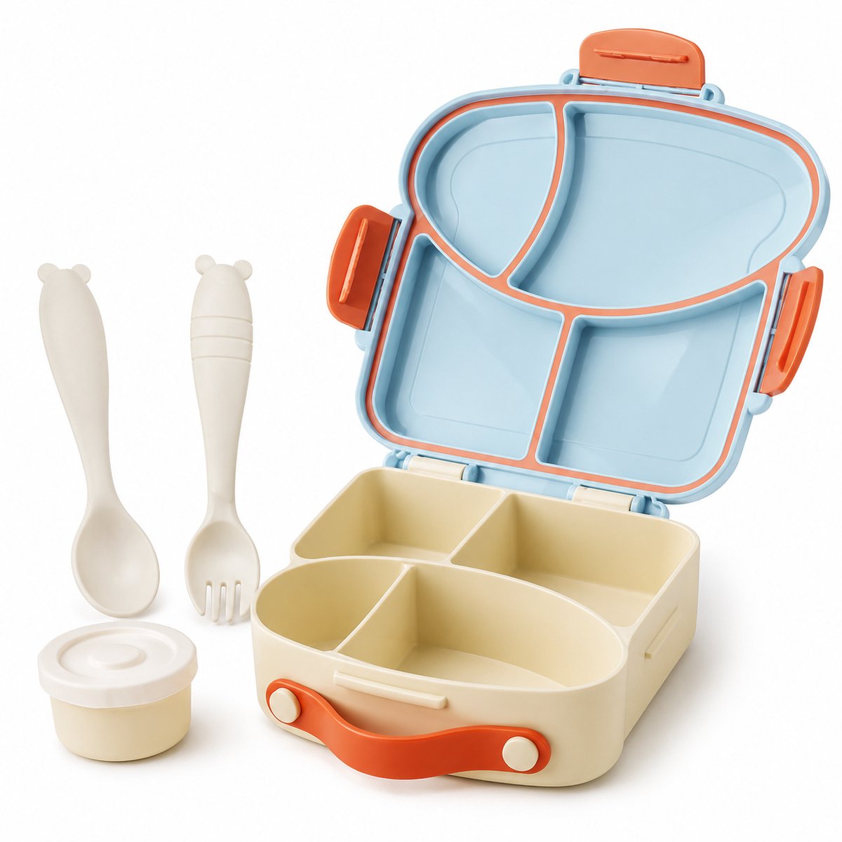 VHV - Kinder Lunchbox - Bento Box met Vakken en Lekvrij Deksel - Magnetron- en Vaatwasserbestendig - Voor School - Blauw