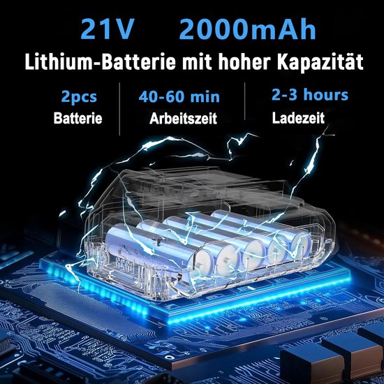 Traumheim®Accu-grasmaaier 21V met 2 accu's en oplader - Grastrimmer - Bosmaaier - Freischneider & Motorsense met telescopische steel + extra handgreep - zwart van Merkloos	 — afbeelding 2