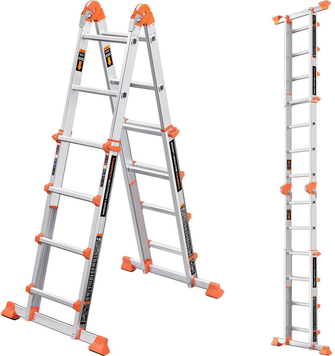 SnelShoppen - Aluminium Telescoopladder 4,2 m - 4 Trapt Uitklapbare Ladder - Anti-glijdende Meervoudige Positie - 150 kg Veiligheidsbelasting - Ideaal