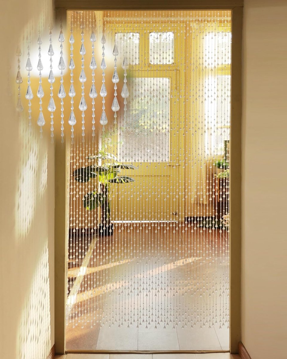 SnelShoppen - Ezcasch Transparant Parelgordijn 90 x 200 cm - 60 Strengen Deurgordijn - Kunststof Insectenbescherming voor Balkondeur en Kamer Decorati