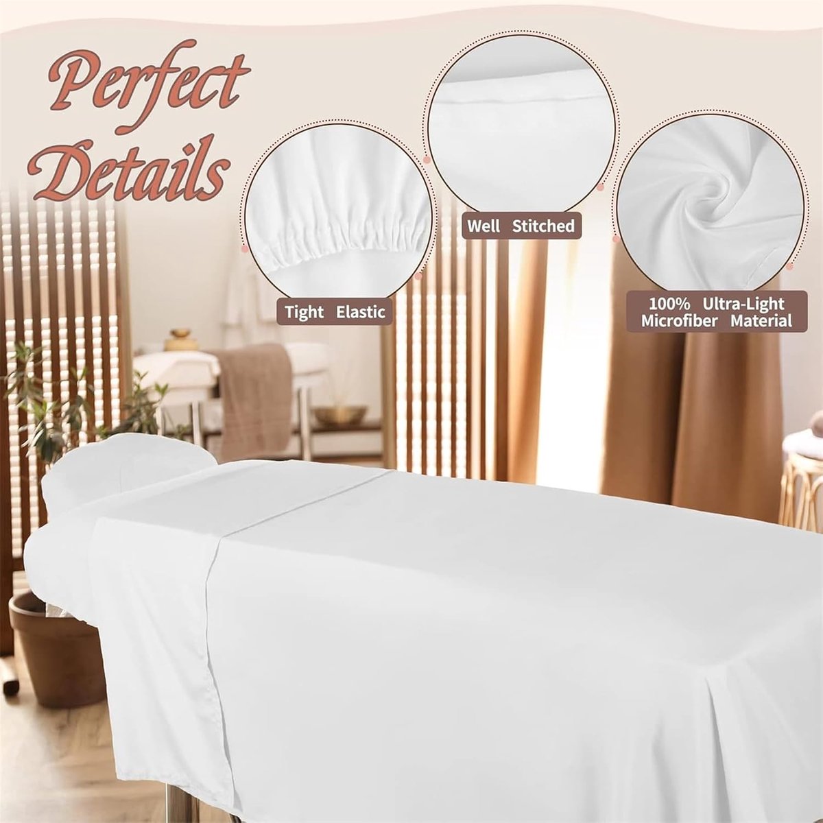 Massagetafelhoes 3-Stuks - Microfiber 80 x 185 cm - Zacht en Elastisch - Ideaal voor Beautysalons - SnelShoppen