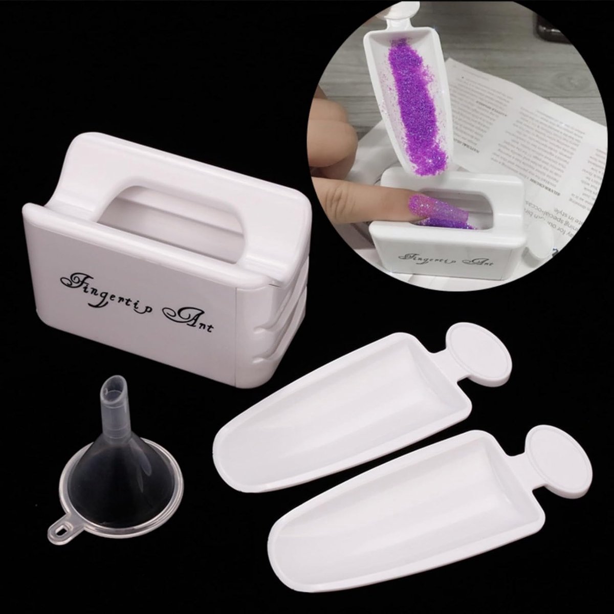 SnelShoppen - Nail Dip Immersion Powder Recycling Tray Set - Dipping Powder Nails Starter Kit - French Nail Diving Holder - Multifunctioneel - Handige