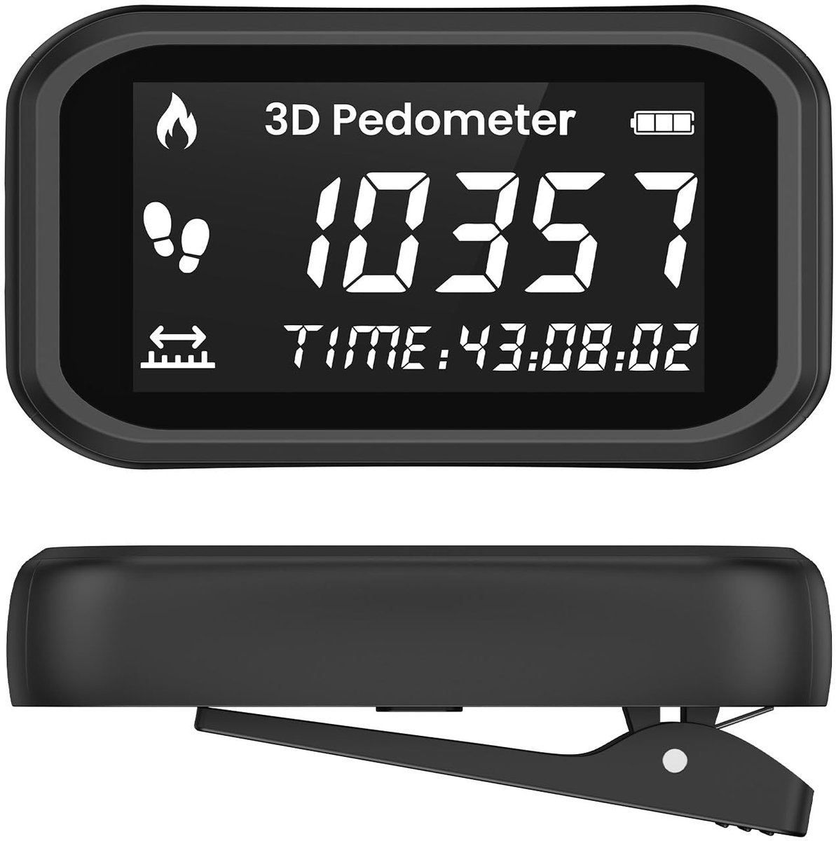SnelShoppen - OQIMAX Multifunctionele Stappenteller met Groot Display, Nauwkeurige Clip-on Stappenteller voor Wandelen, Hardlopen, Sport en Training,