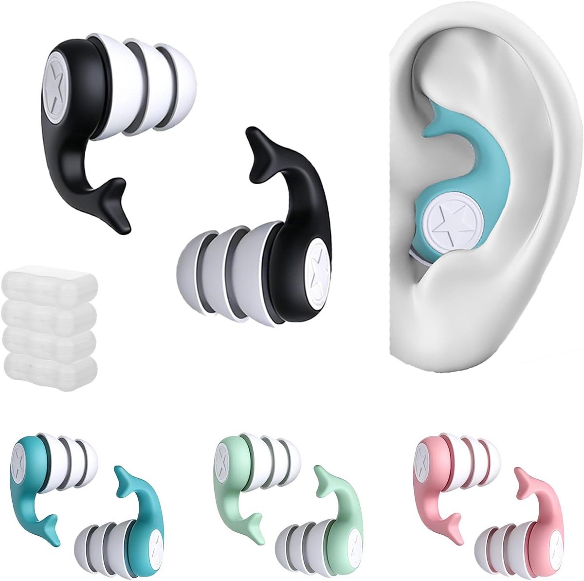 Set van 4 paar - Kinderoordoppen voor zwemmen - Waterdichte oordoppen - Siliconen oordoppen - Drievoudig waterdicht - Herbruikbaar - Lichtgewicht en draagbaar - Comfortabel - Geschikt voor surfen, snorkelen en gebruik in het zwembad