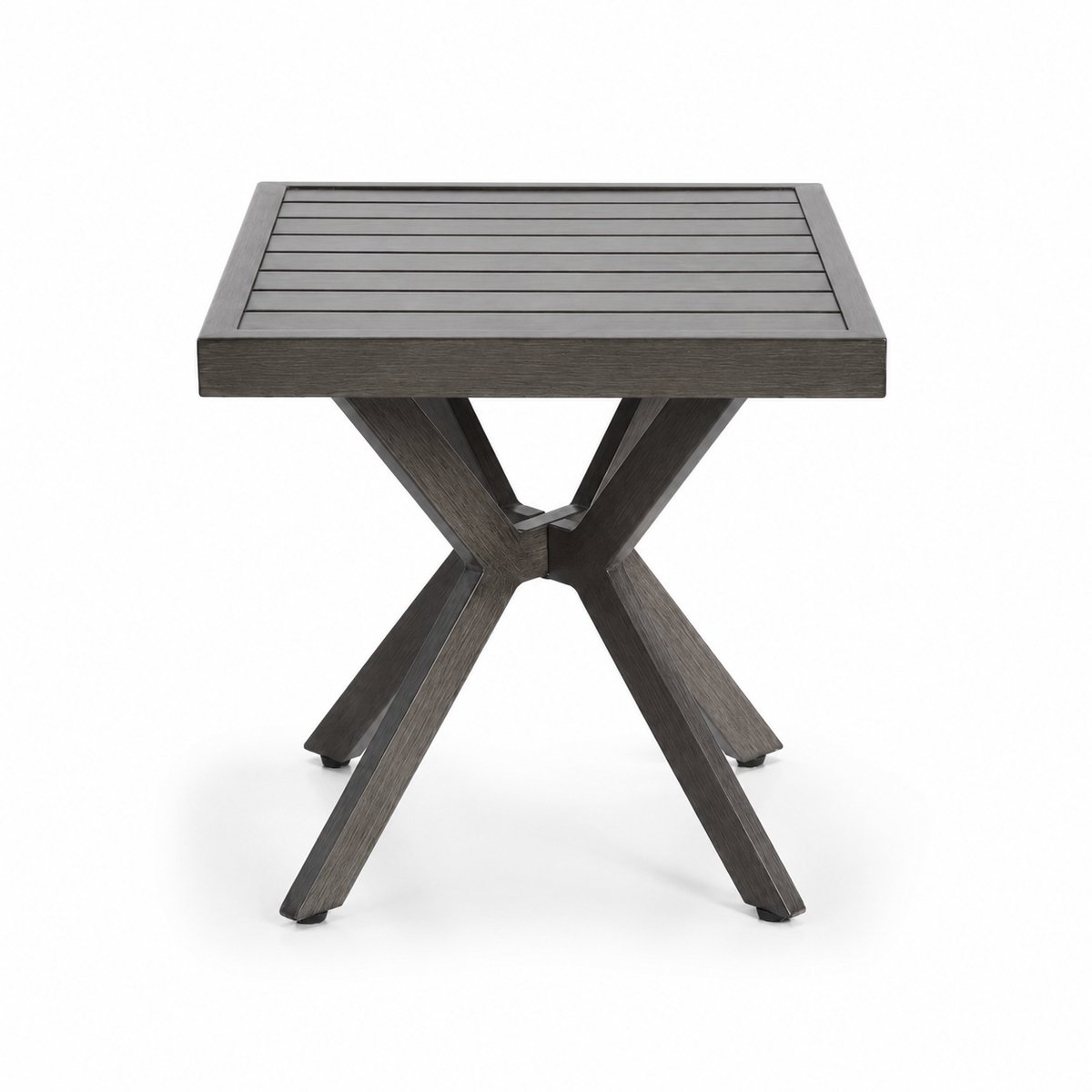 Oraymin Aluminium Bijzettafel – 45x45 cm Donkergrijze Tuintafel met Modern X-Poot Design voor Buiten en Binnen