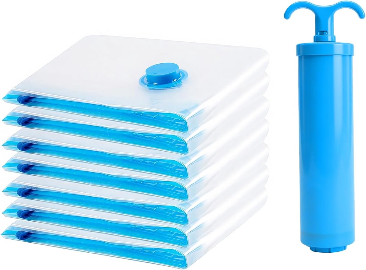 KZQ Opbergzakken Vacuüm 8 Stuks Herbruikbaar 50x70 cm Ruimtebesparend voor Kleding Beddengoed Kussens en Reizen Luchtdichte Compressiezakken voor Opslag