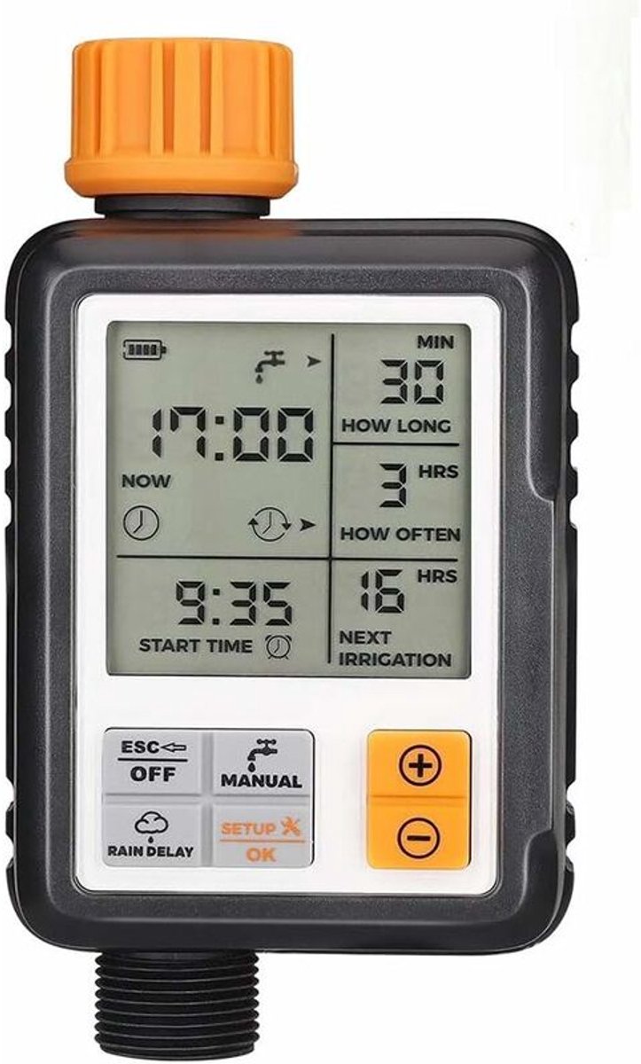 Automatische timer voor tuinbesproeiing, irrigatieregelaar voor buiten, sproeitimer met groot lcd-scherm