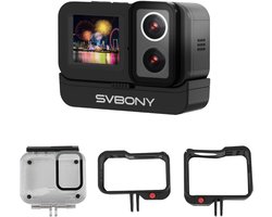 SVBONY SVGo 4K Action Camera – Dual Screen – IPX8 Waterdicht tot 30 m – 6-assige EIS – 4K/30fps – 145° Groothoek – Zwart
