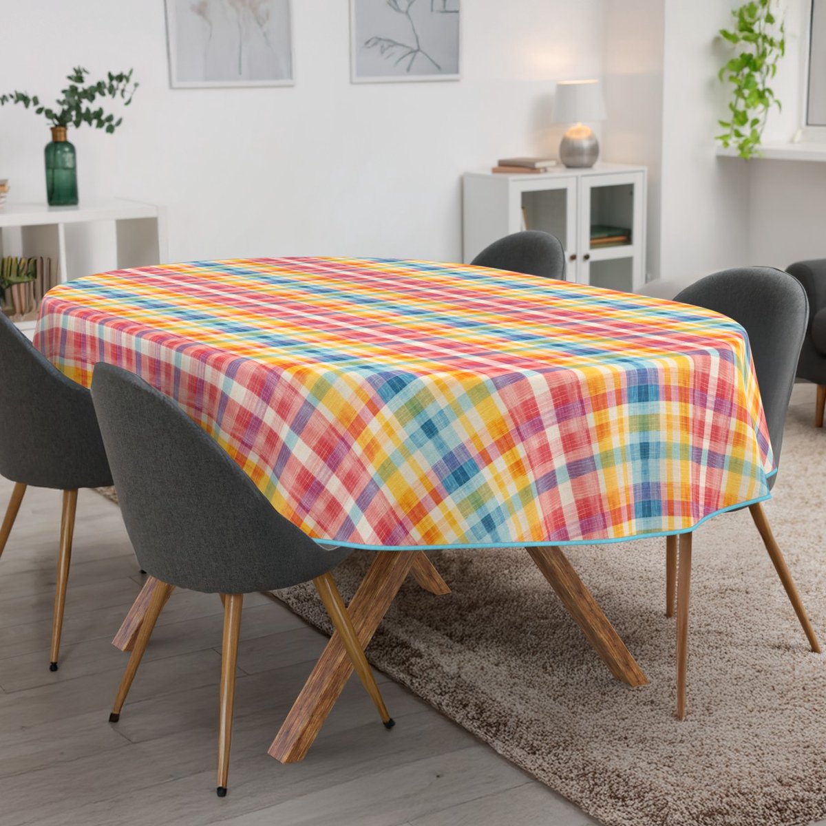 ANRO Tafelkleed Bloemenranken Meerkleurig Ovaal 180x140cm Met sierband Afwasbaar Waterafstotend