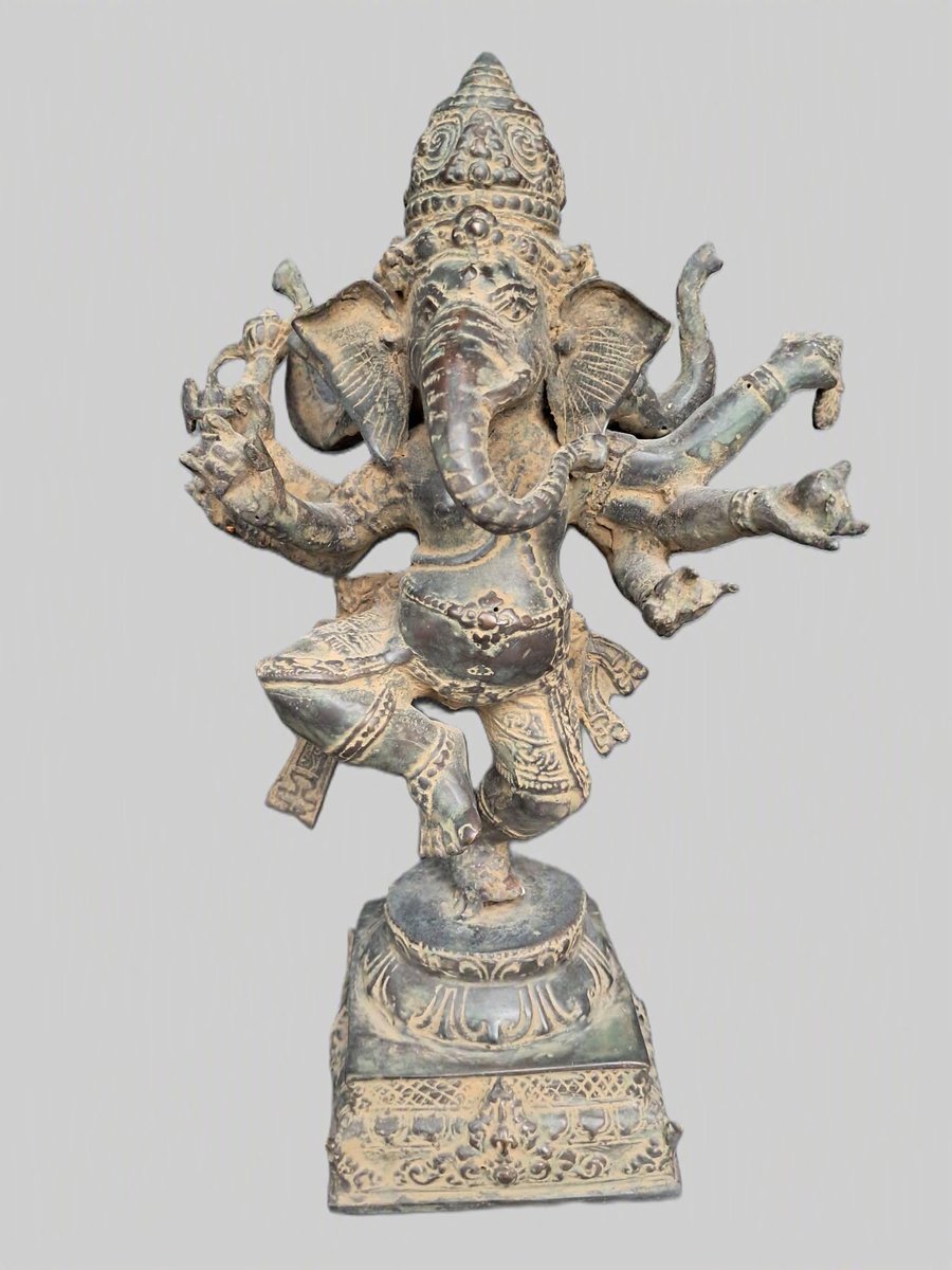 Ganesh/Narthana Ganapati/Nritya Ganapati/ Ganesh à 3 faces/statue en bronze/Asie/Inde