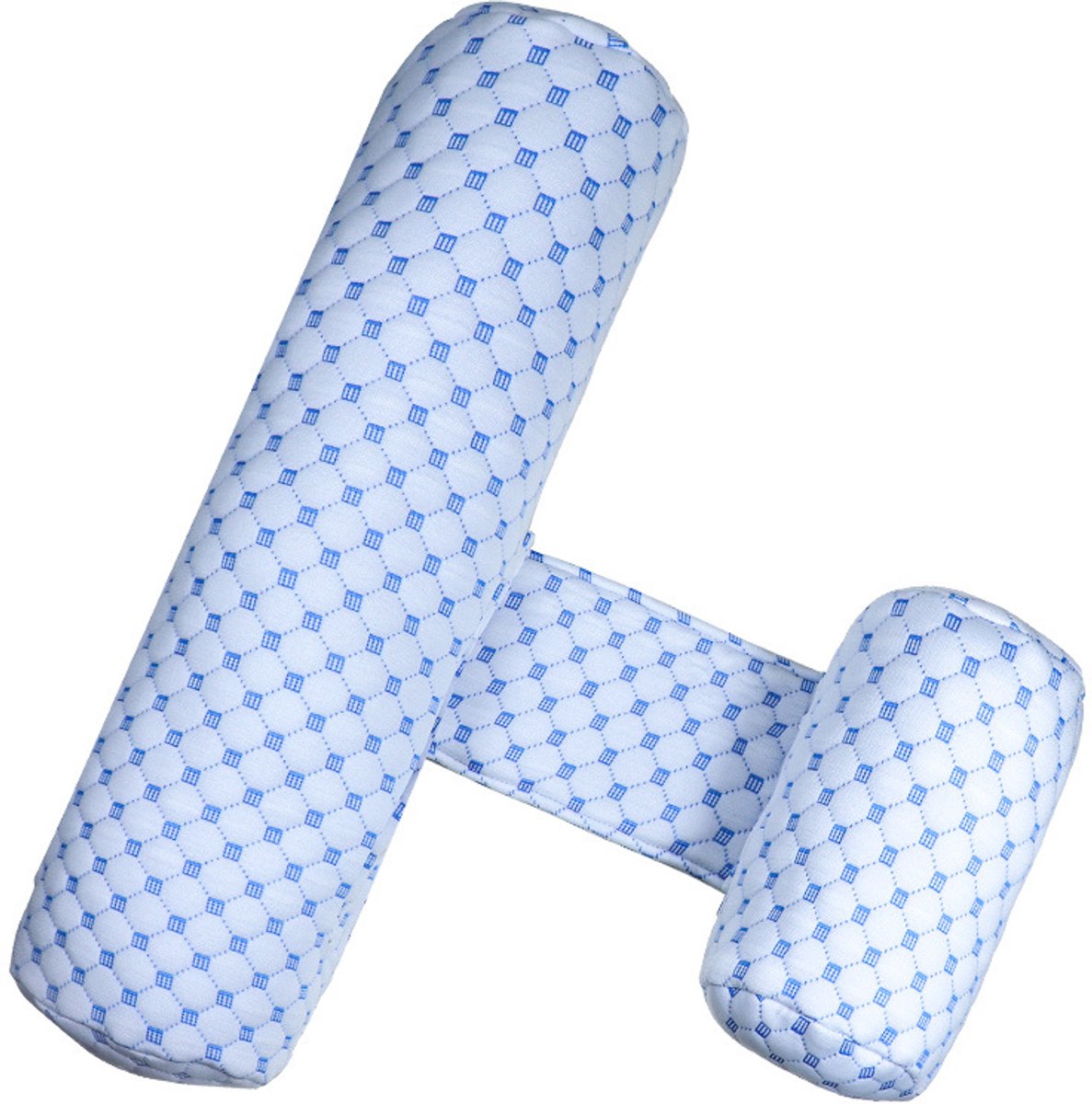 Verstelbaar H-vormig baby valbeveiligingskussen ijsblauw patroon, afneembare wasbare binnenzak, slaapgrens kussen voor baby's van 6 tot 12 maanden, voorkomt uit bed vallen en ondersteunt rustig slapen