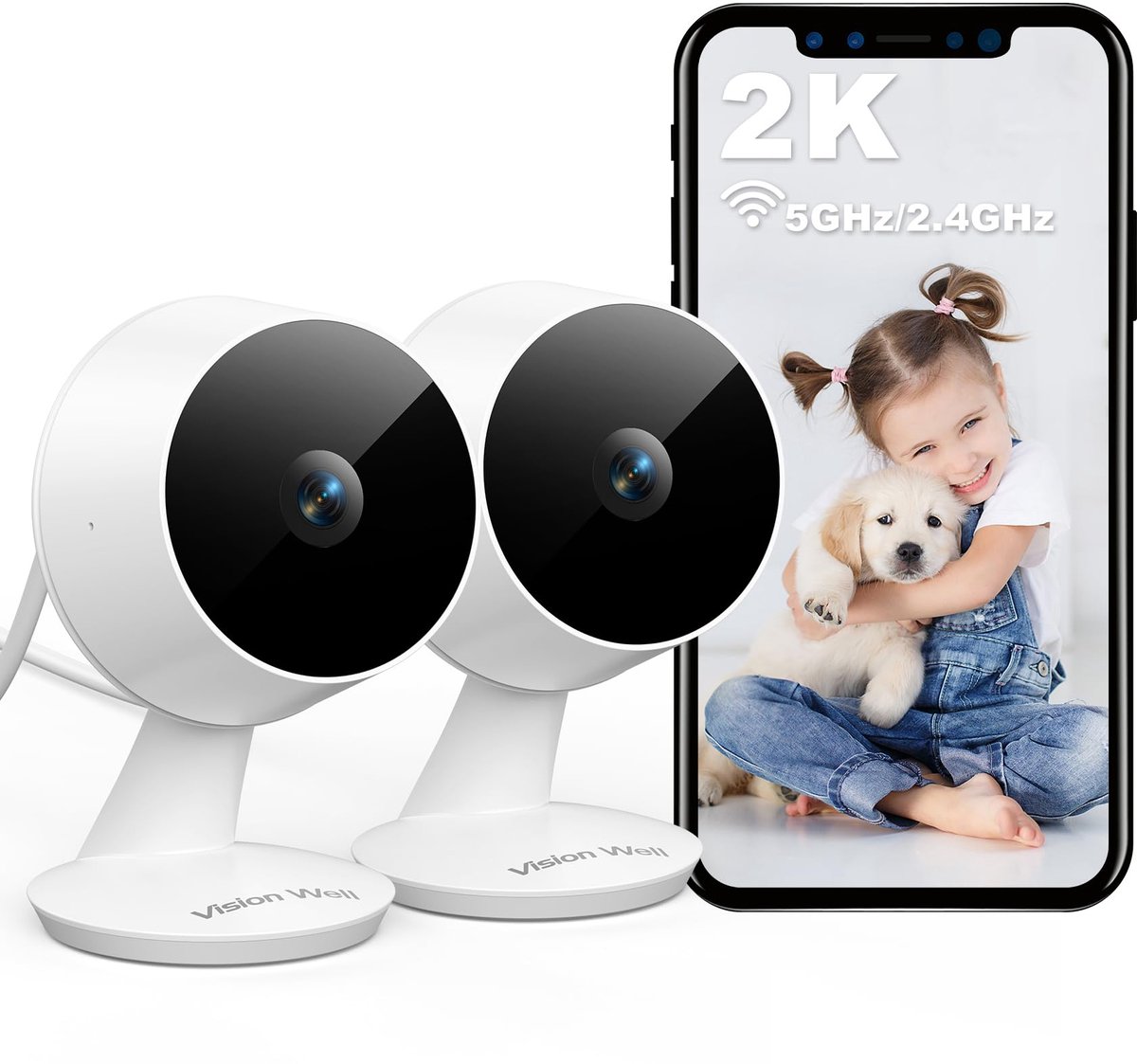 SnelShoppen - Mini Stekkerbeveiligingscamera 2K IP65 Waterdicht voor Binnen en Buiten, Bewegingsdetectie, Nachtzicht, SD- en Cloudopslag, Voor Thuis,