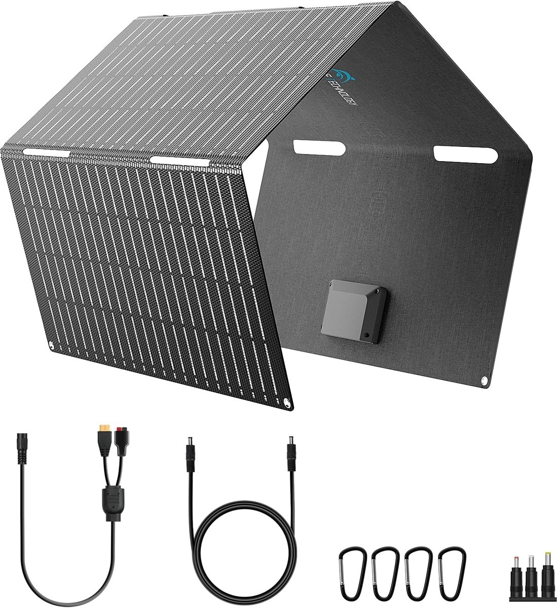 SnelShoppen - Draagbaar Zonnepaneel 60W, Opvouwbaar en Compact, ETFE 23% Efficiëntie, USB-C PD3.0 en USB-A QC3.0 Snelladen voor Camping, Noodsituaties