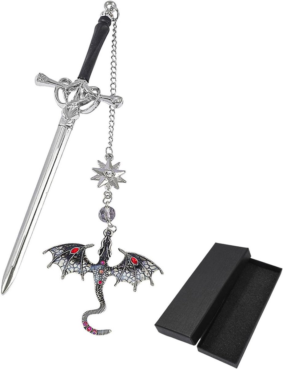 Zwaard van de Draak, Metaal Fantasy met Gepersonaliseerde Vintage Stijl, Uniek Cadeau voor Boekenliefhebbers, Punctuatie Tekens, Decoratief Accessoire voor Fantasy Fans
