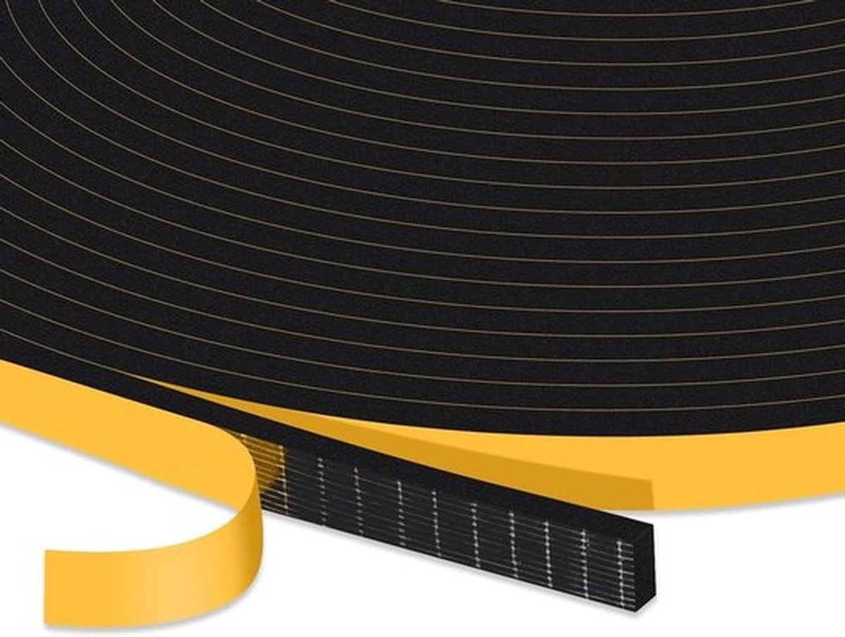 Afdichtingstape Zelfklevend - Tochtstrip - Geluiddicht - Waterdicht - Schokbestendig - Hoge Dichtheid 6mm x 1,5mm - Isolatietape