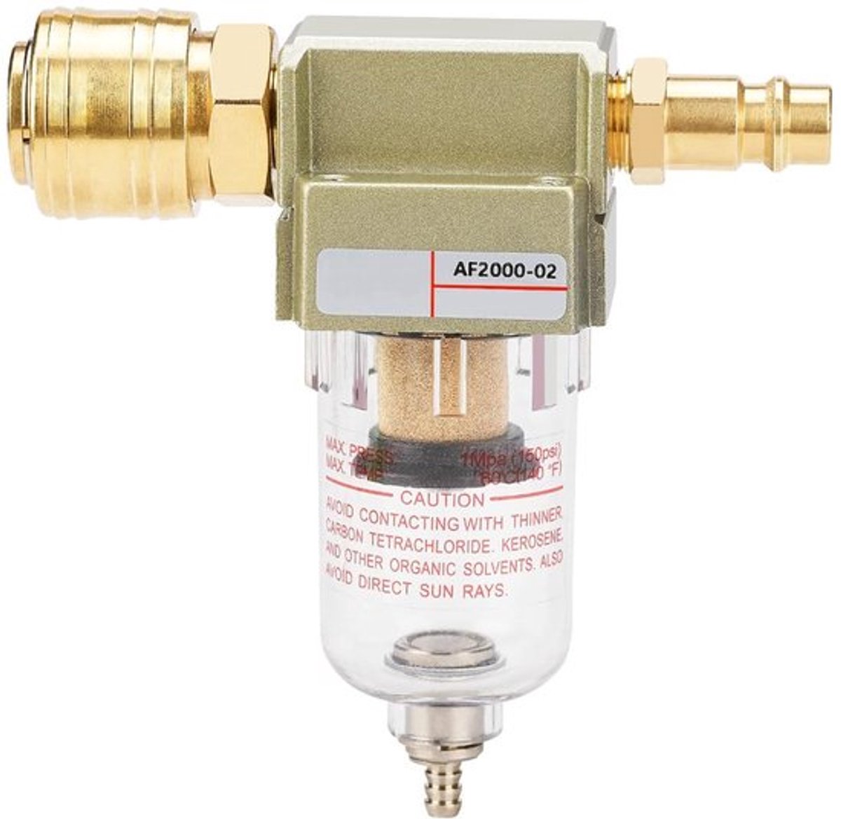 Waterafscheider 1/4 inch - Drukregelaar - Persluchtfilter - Pneumatische Compressor - Duurzaam Materiaal - Fijne Deeltjes Filteren