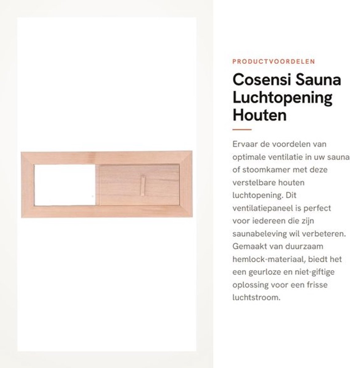 Luchtopening Verstelbaar - Hemlock - Ventilatiepaneel - Sauna/ Stoomkamer - Duurzaam - Eenvoudige installatie