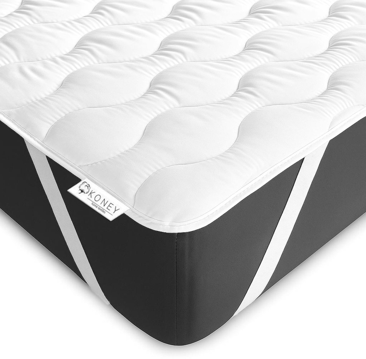 KONEY - Matrasoplegger 200 x 200 cm - HCS-vulling 300 g/m² - hoekelastieken