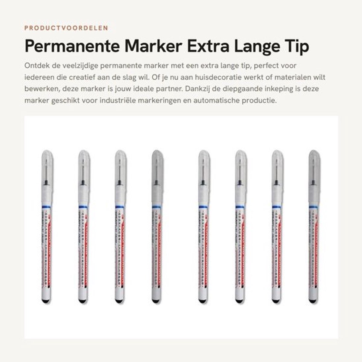 Permanente Marker - 8 Stuks - Extra Lange Punt - Waterdicht - Sneldrogend - Geschikt voor Diverse Materialen - 0,7-1 mm Looddiameter - Markeerstift